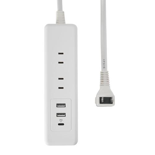 ELPA コード付きタップ 6個口 USB A×2、C×1 雷ガード WL-R6322SUCW