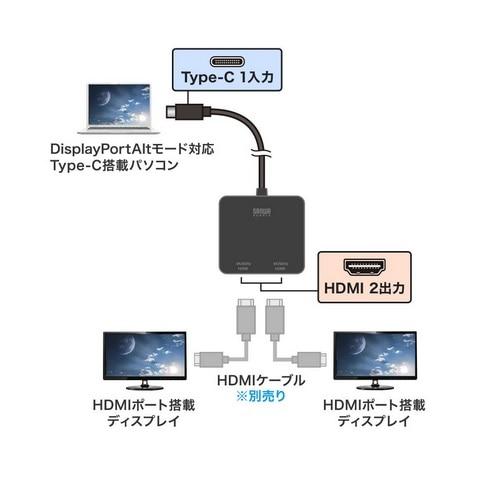 サンワサプライ USB Type C-HDMI変換アダプタ（2ポート/4K対応） AD