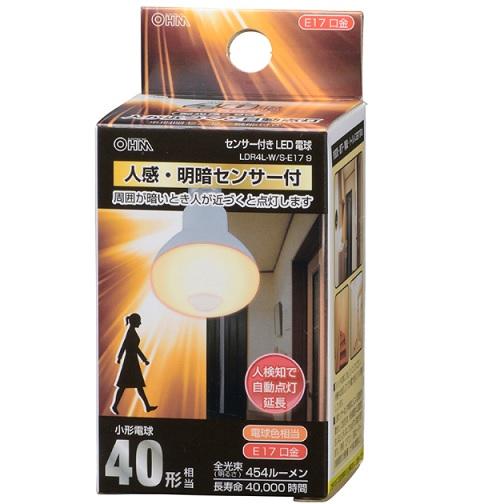 オーム LED電球 レフランプ形 E17 40形相当 人感・明暗センサー付 LDR4L-W/S-E17｜ksdenki｜02