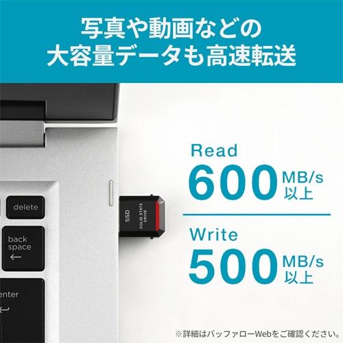 ★BUFFALO USB接続超小型SSD SSD-PST1.0U3-BA SSD-PST1.0U3-BA 外付けSSD USB-A接続 PC・TV両対応、PS5対応(Chrome