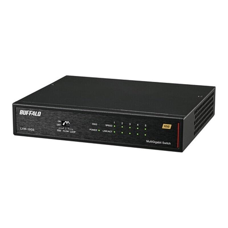 バッファロー 10/2.5GbE対応 スイッチングハブ LXW-10G2/2G4 バッファロー（Buffalo） 10Gbps対応 5ポート スイッチングハブ LXW