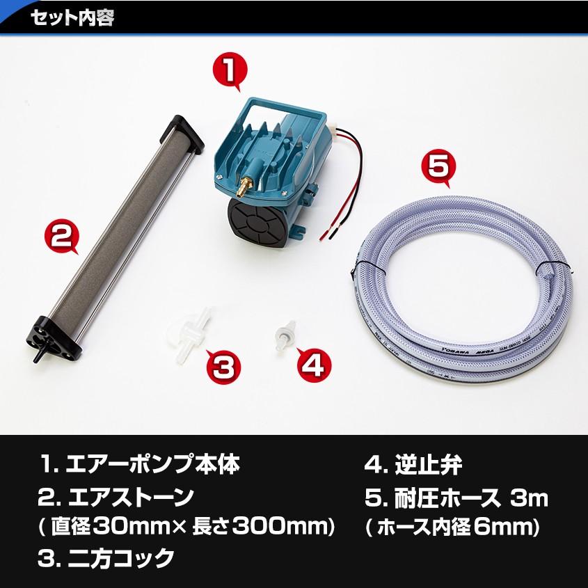 エアーポンプ 釣り 船 いけす 12v 用 35w 68L/毎分 (本体 / いぶき エアストーン / ホース / その他付属品 フルセット) 活魚  車 ぶくぶく