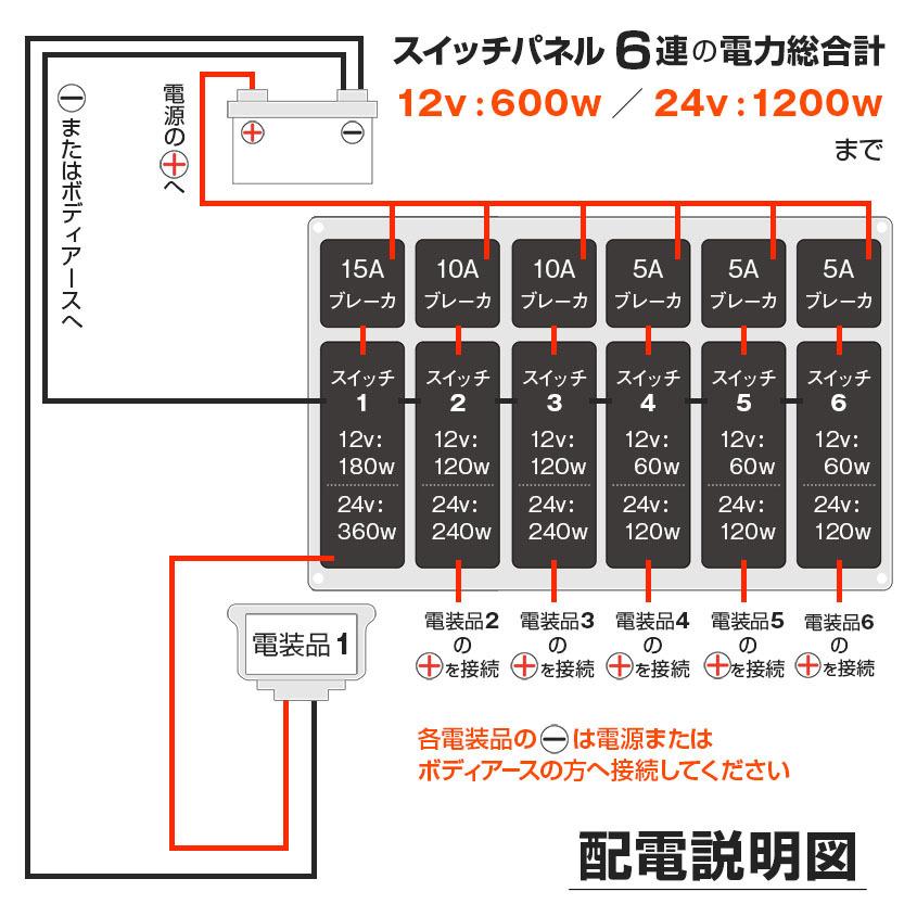 K'sガレージ アウトレット品 船舶用スイッチ 6連 スイッチパネル 12v