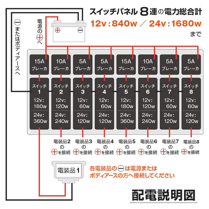 K'sガレージ アウトレット品 船舶用スイッチ 8連 スイッチパネル