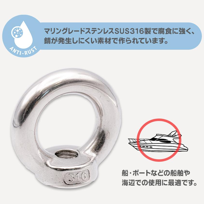 K'sガレージ アイナット M12 線径12mm リング内径29mm SUS316 K'sガレージ アイナット M12 線径12mm リング内径29mm SUS316