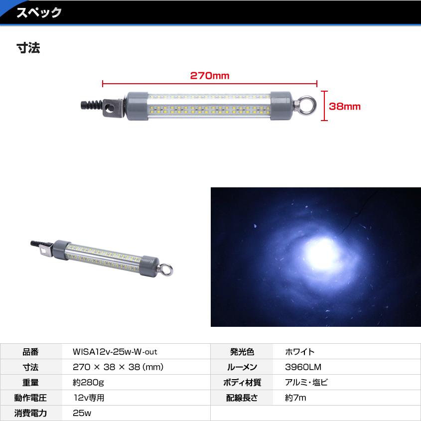 アウトレット品 水中集魚灯 (ホワイト) 25w 12v バッテリー用 集魚灯 アジ タチウオ 白色 LED 集魚ライト｜ksgarage｜11