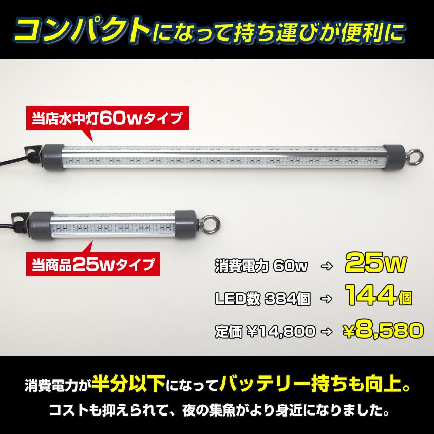 アウトレット品 水中集魚灯 (ホワイト) 25w 12v バッテリー用 集魚灯 アジ タチウオ 白色 LED 集魚ライト｜ksgarage｜05