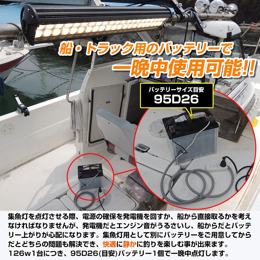 集魚灯 イカ釣り LEDライト 126w オレンジ 3000k 白ボディ 12v 24v 対応 集魚ライト 船 ボート デッキライト 投光器 電球色 イカメタル｜ksgarage｜07