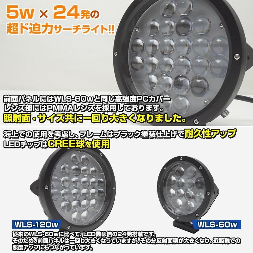 船 サーチライト LED 120w 24v 12v 兼用 スポットタイプ 防水 ボートの前照灯 650m照射｜ksgarage｜07