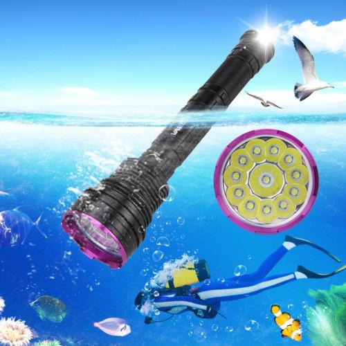100m 30000ルーメン 12x XM-T6 LED ダイビング ライト 18650/26650