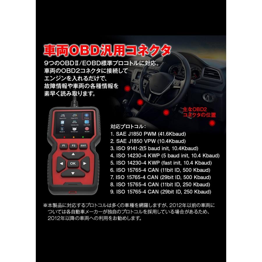 OBD2 OBD診断機 スキャンツール 最新式 日本語 障害コード エラー