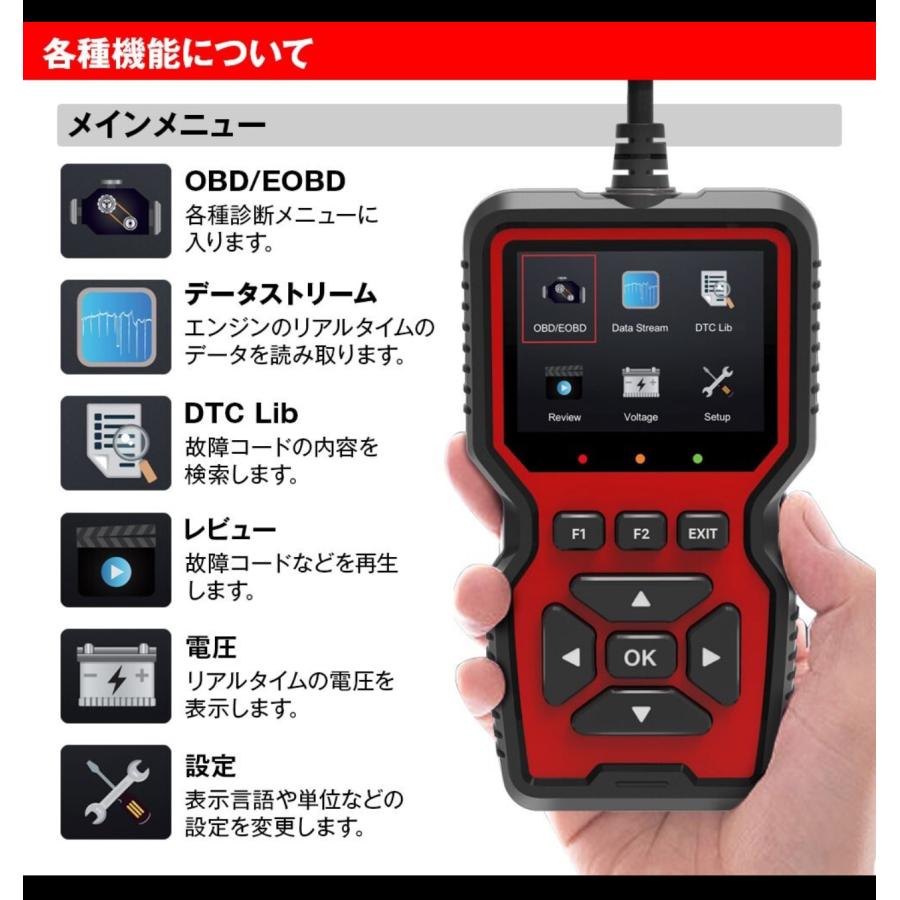 OBD2 診断機 日本語設定済み  車検時 義務化 整備の必需品 OBD2 OBD診断機 スキャンツール 最新式 日本語 障害コード エラー