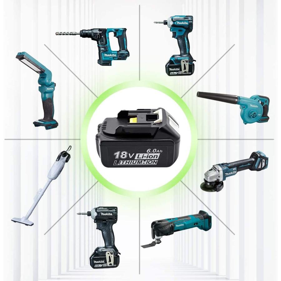 PowerBattery 赤LED BL1860B×8 マキタ互換バッテリー Longsafe マキタ 互換品 makita 18V バッテリー 二口 充電器