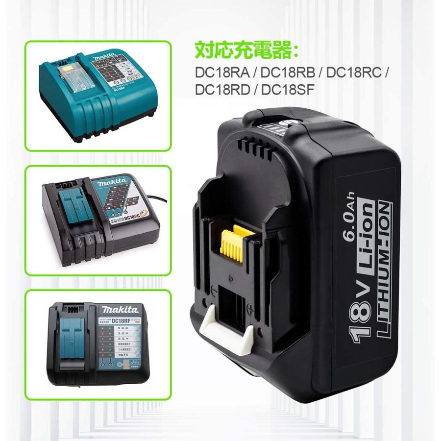 マキタ互換バッテリー 18V AKP BL1860B(赤) LED残量表示付 6個 マキタ互換バッテリー 18V AKP BL1860B(赤) LED残量表示付 6個