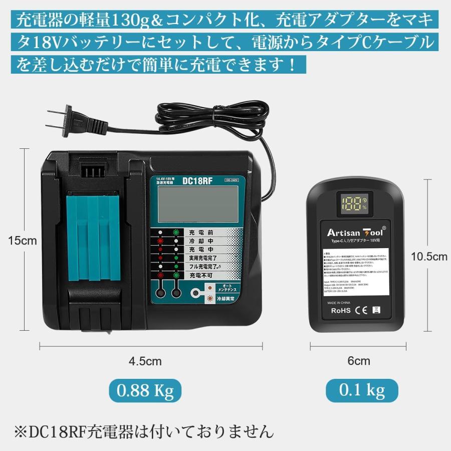 マキタ18Vバッテリー互換充電器Type-C入力型アダプター マキタ18V専用