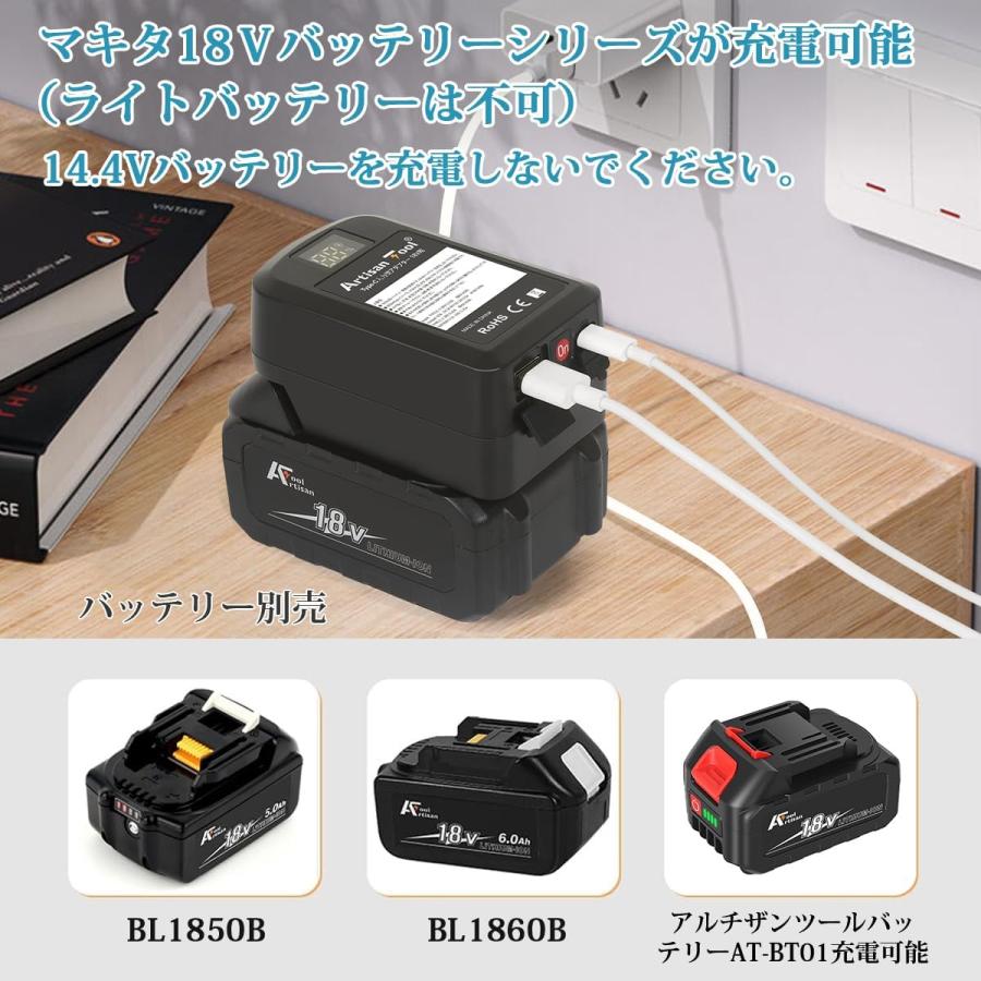 マキタ18Vバッテリー互換充電器Type-C入力型アダプター マキタ18V専用