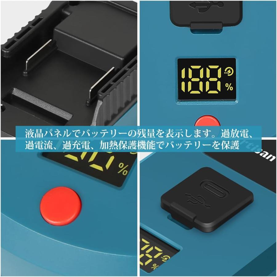 マキタ充電器とバッテリー マキタ18Vバッテリー互換充電器Type-C入力型アダプター マキタ