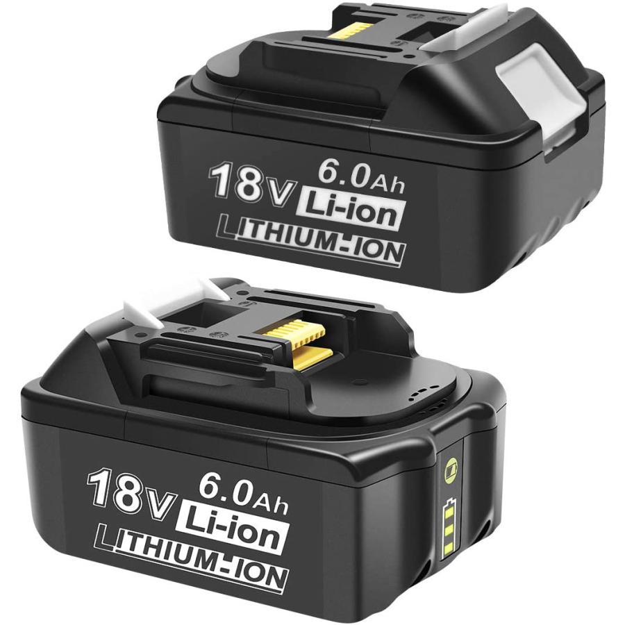 マキタ互換バッテリー 18V BL1860B(緑) LED残量表示付 2個セット マキタ互換バッテリー 18V BL1860B(緑) LED残量表示付 2個セット