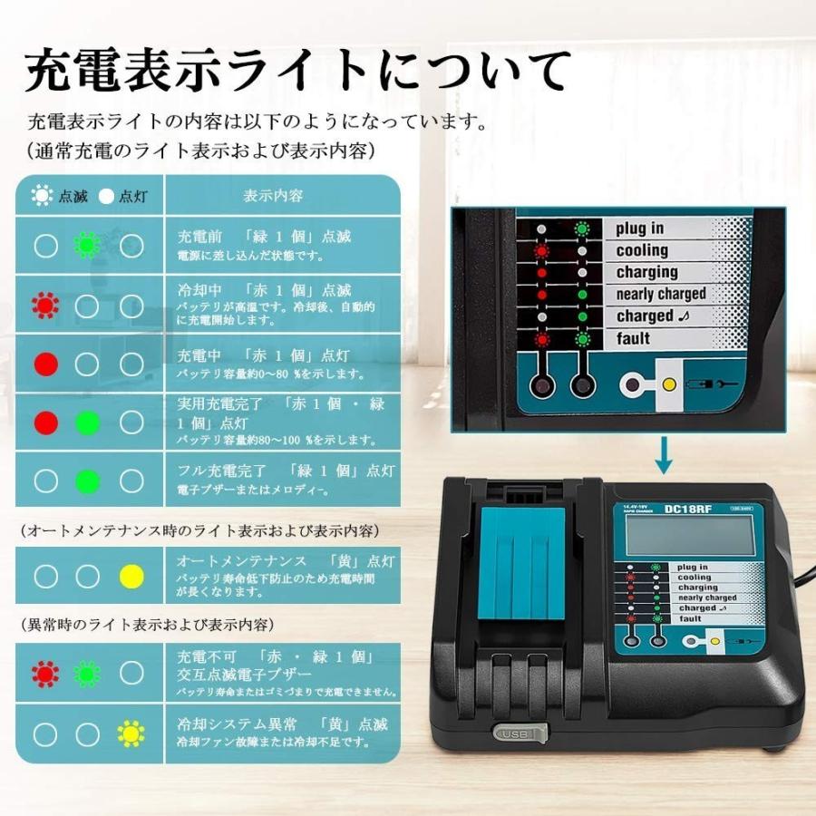 マキタ互換バッテリー NK 18v BL1860b 互換バッテリー 18V 6.0Ah 残量 