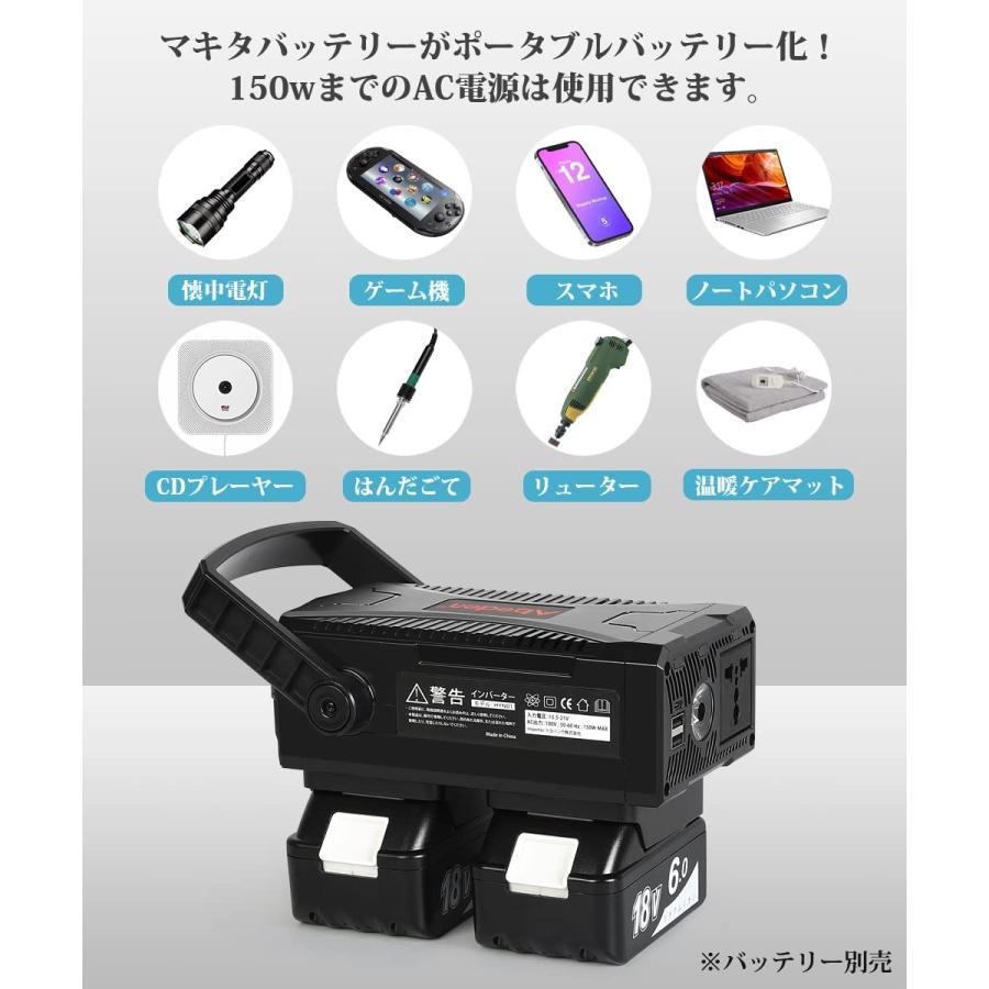 インバーターポータブル電源 青 USB 2ポート type-c搭載 ACコンセント 