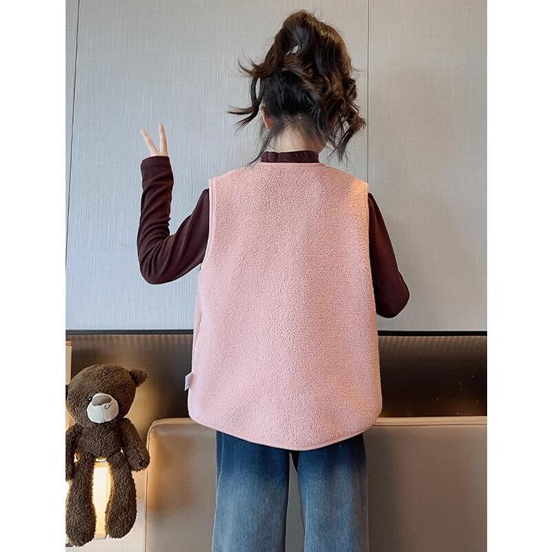 フリースベスト キッズ ベスト ボアベスト モコモコ ジレベスト 前開き 女の子 可愛い 子供服 アウター 防寒 暖かい あったか 秋冬｜ksmc-shop｜05