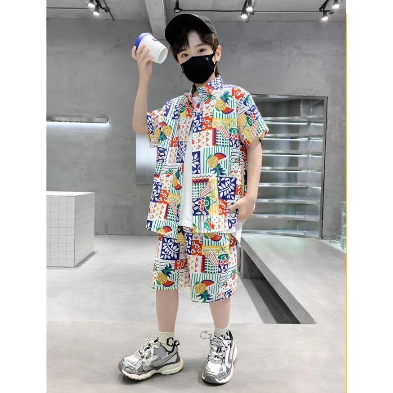 キッズ アロハシャツ Tシャツ 短パンツ 2点セット 花柄 半袖 子供服 男の子 シャツ リゾート アロハ柄 カジュアルシャツ ジュニア 子ども こども 夏服｜ksmc-shop｜02