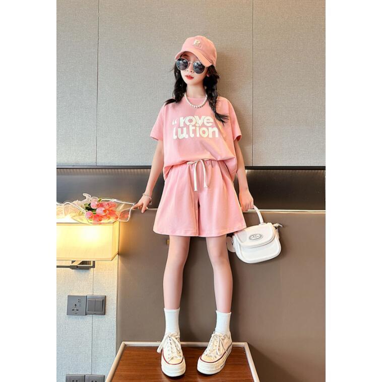 子供服 セットアップ 女の子 半袖 夏 2点セット Tシャツ 短パン ヒップホップ 韓国子供服 キッズ 可愛い おしゃれ 小学生 通学着 新品 130 140 150 160｜ksmc-shop｜02