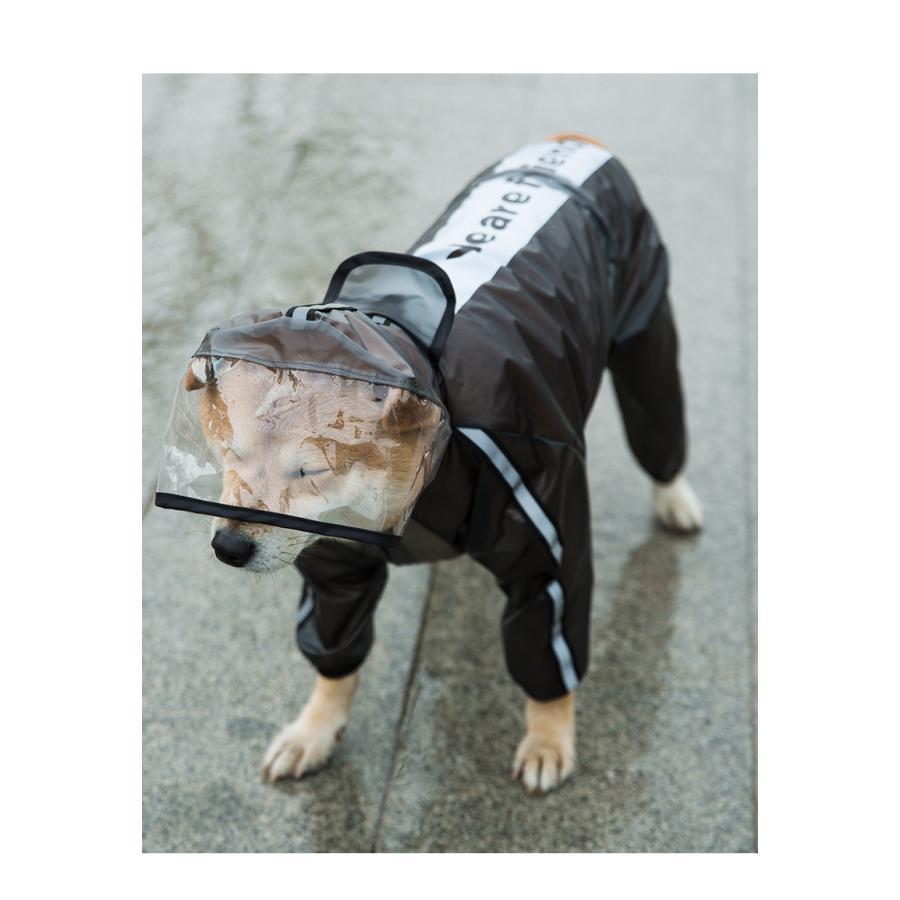 犬用 レインコート ポンチョ 着せやすい ドッグウェア 雨具 カッパ 透明 フード付 XSからXXL 小型 中型 大型 チワワ ダックス 柴犬 ブラック ホワイト｜ksmc-shop｜02