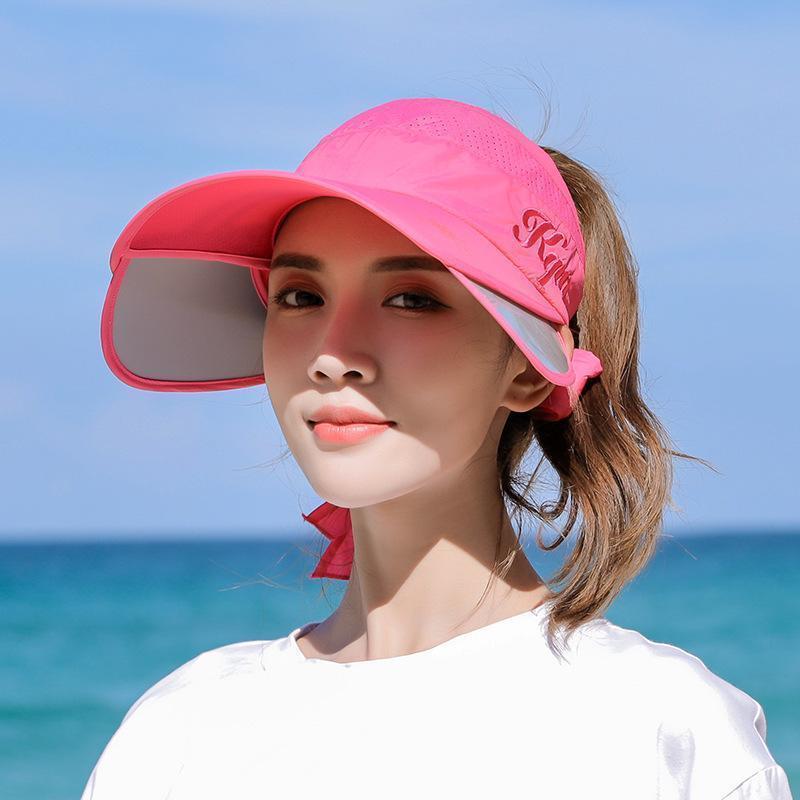 サンバイザー キャップ 帽子 レディース 無地 つば広 サイズ調節可能 刺繍 英字 ロゴ 日焼け対策 紫外線対策 おしゃれ かわいい シンプル カジュ｜ksmc-shop｜06