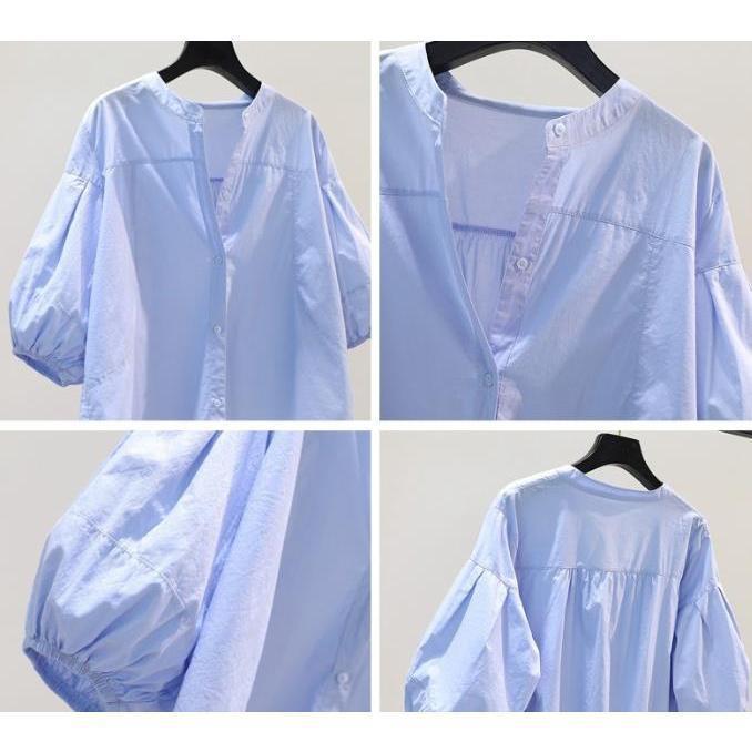 ふくらんだ袖 ブラウス シャツ  可愛い デザイン バルーン袖 通勤 韓国風｜ksmc-shop｜08
