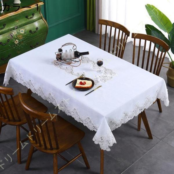 エレガントな白いレースのジャカードテーブルクロス 長方形 おしゃれな レース編みテーブルカバー レストラン パーティー 休暇 インテリア 装飾用｜ksmc-shop｜02