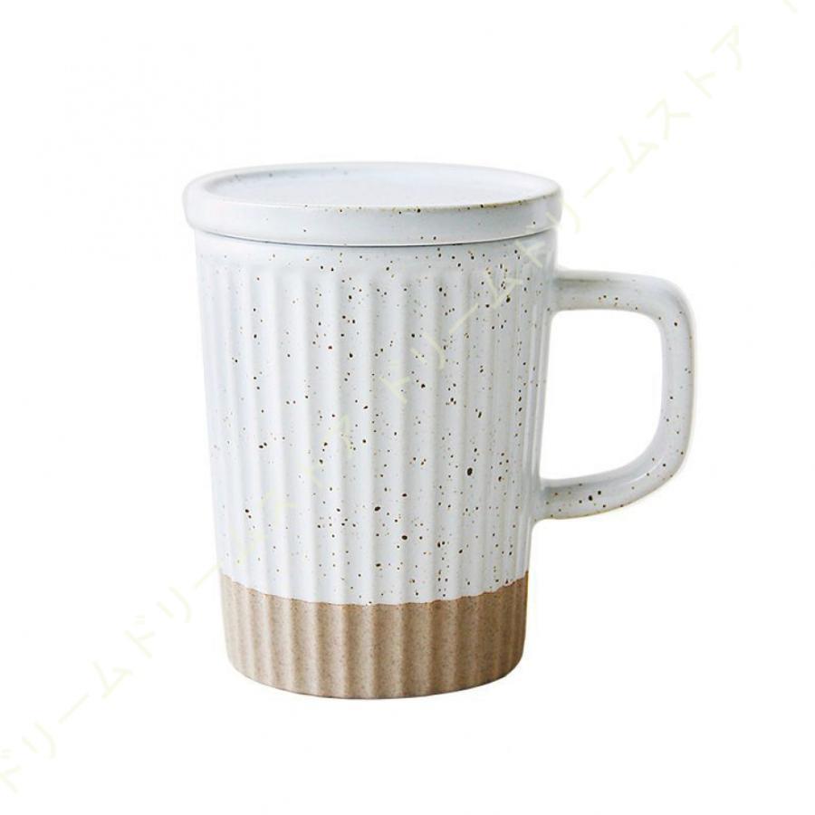 ヴィンテージ 陶器コーヒーカップ マグカップ コーヒー ドリンク 茶 約350ml 蓋付き おしゃれ 和風 無地 ストライプ 食器 一人暮らしの男性と女性｜ksmc-shop｜06