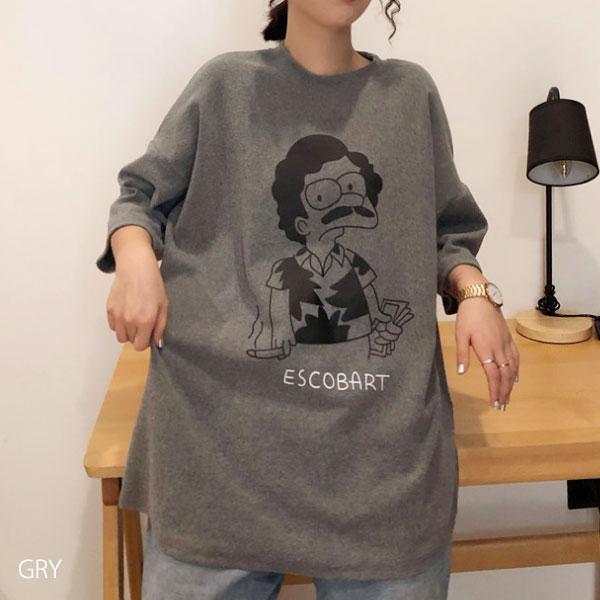 Tシャツ レディース トップス 半袖 チュニック プールオーバー ロック 柄 クルーネック カジュアル シンプル かわいい 春夏  白 ホワイト｜ksmc-shop｜08