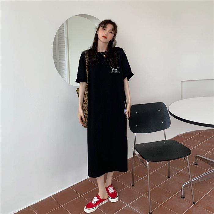 ロングワンピース 夏の大活躍着回し Tシャツワンピース 韓国ファッション ロングTシャツ ルームウェア 普段着 部屋着 ゆったり 可愛いデザインTシャツ｜ksmc-shop｜04