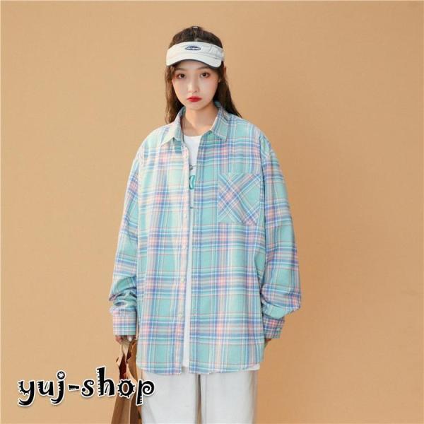 シャツ メンズ レディース ネルシャツ チェックシャツ カジュアルシャツ トップス 長袖 秋服 秋物｜ksmc-shop｜06