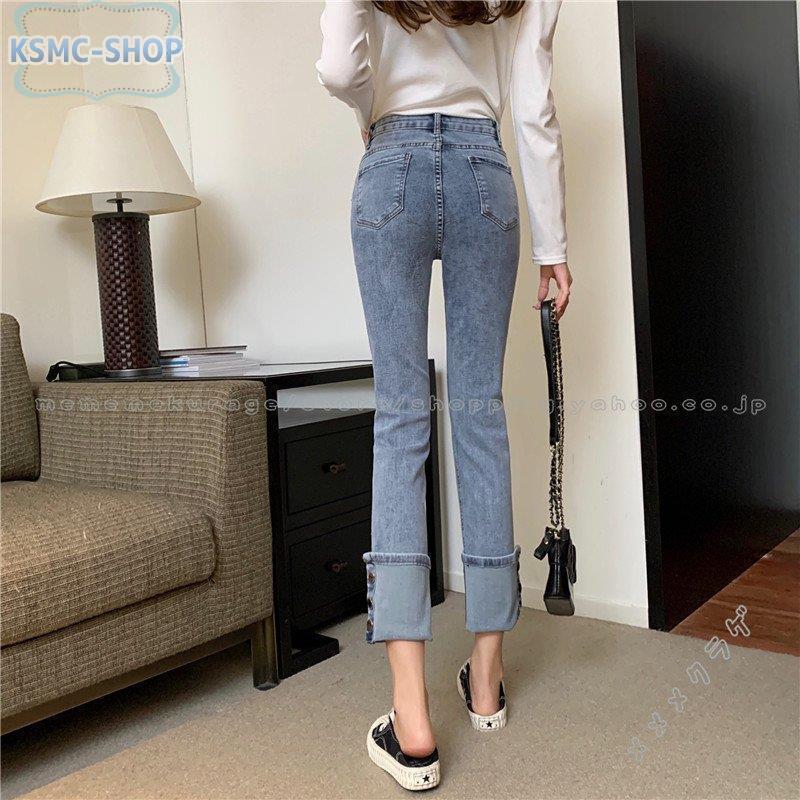 即納 大特価 ジーンズ デニムパンツ ロールアップ メメメクラゲ 上品 着痩せ 春夏 ボタン付き サイドポケット 細身 ハイウエスト 九分丈 ストレートズボン レディース ジーンズ デニム サイズ M Www Sustentec Com Br