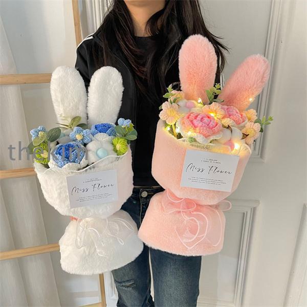かぎ針編みフラワー花束 卒業式 入学式 就職祝い 退職祝いうさぎ かぎ針編みフラワー花束 卒業式 入学式 就職祝い 退職祝いうさぎ