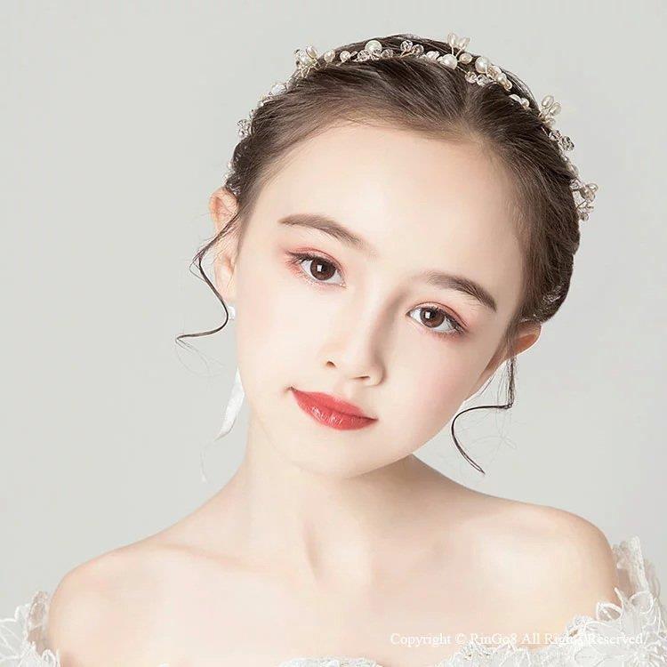 子供ヘッドドレス　小枝　花　パール ヘアアクセサリー　結婚式 発表会　キッズカチューシャ　白　ヘッドドレス 子供 カチューシ｜ksmc-shop｜04