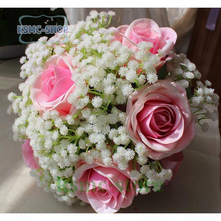 海外正規品 ウエディングブーケ ブートニア 安い 結婚式 ウェディングブーケ 花嫁 アレンジメント 披露宴 かすみ草 ブーケ 造花 ブライダルブーケ 手作り