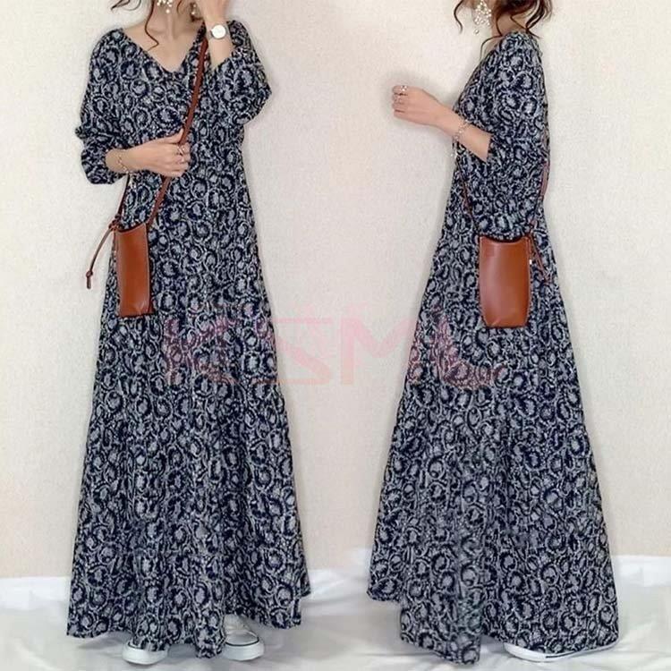 ワンピース レディース ワンピース キレイめ 膝丈ワンピース 秋 Vネック シフォンワンピ 花柄 ロング丈ワンピ オシャレ 通勤 着痩せ Lyq1 Qc Ksmcヤフーショップ 通販 Yahoo ショッピング