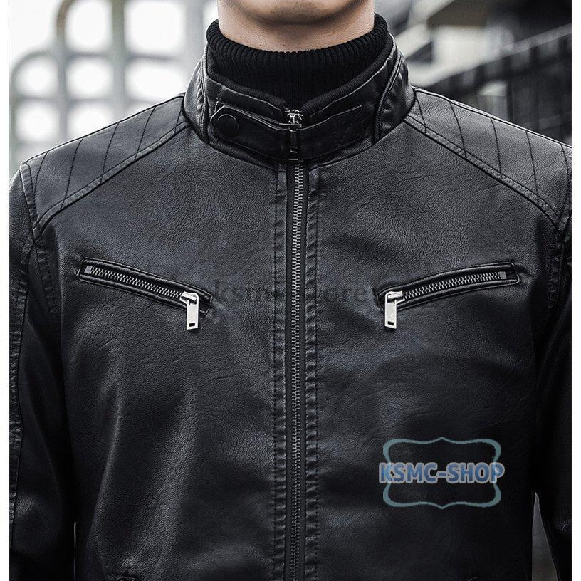 春先取りの バイクジャケット 革ジャン 秋 春 カジュアル メンズ ジャケット Pu フェイクレザー レザージャケット ライダースジャケット バイク ライダース アウター 革ジャン レザージャケット サイズ M