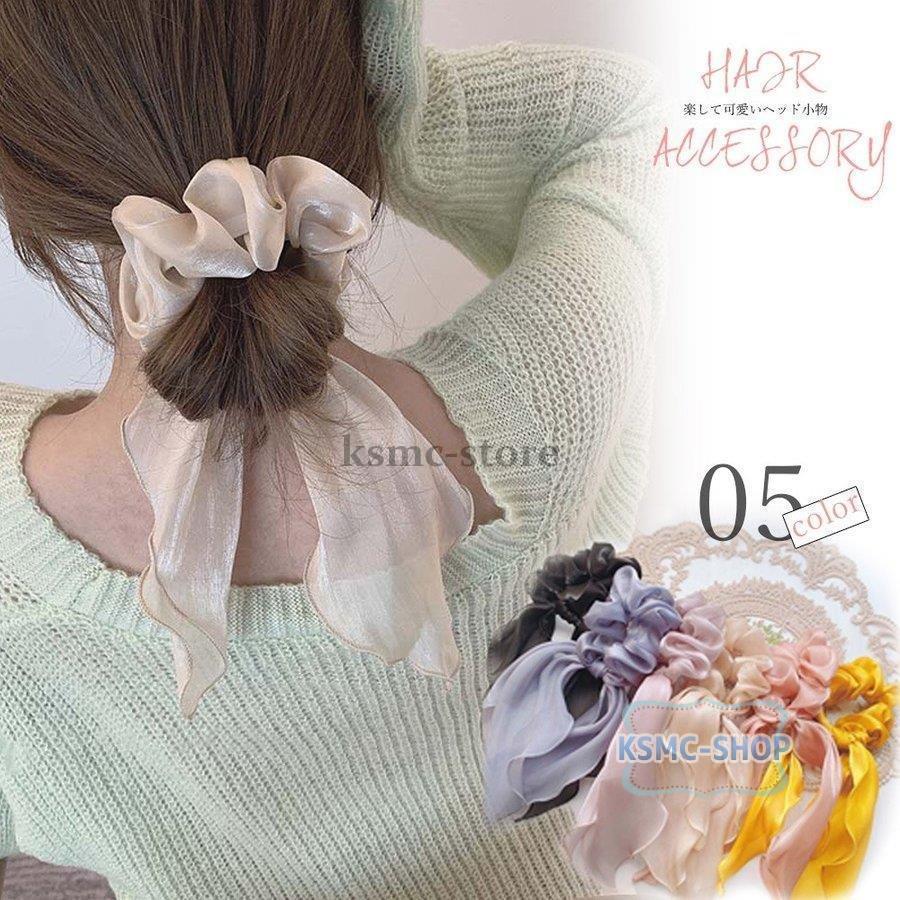 シュシュ ヘアゴム おしゃれ 大人 お団子 シュシュ 黒 リボン ヘア