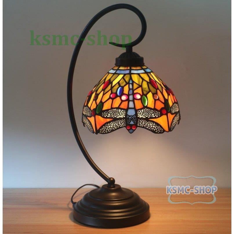 ステンドランプ ステンドグラス テーブルランプ アンティークの蜻蛉柄