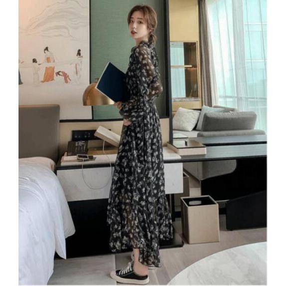 overdue flair シースルー黒ワンピース フリル付き frill all in one / black [2size] （ハイネックハーフジップ