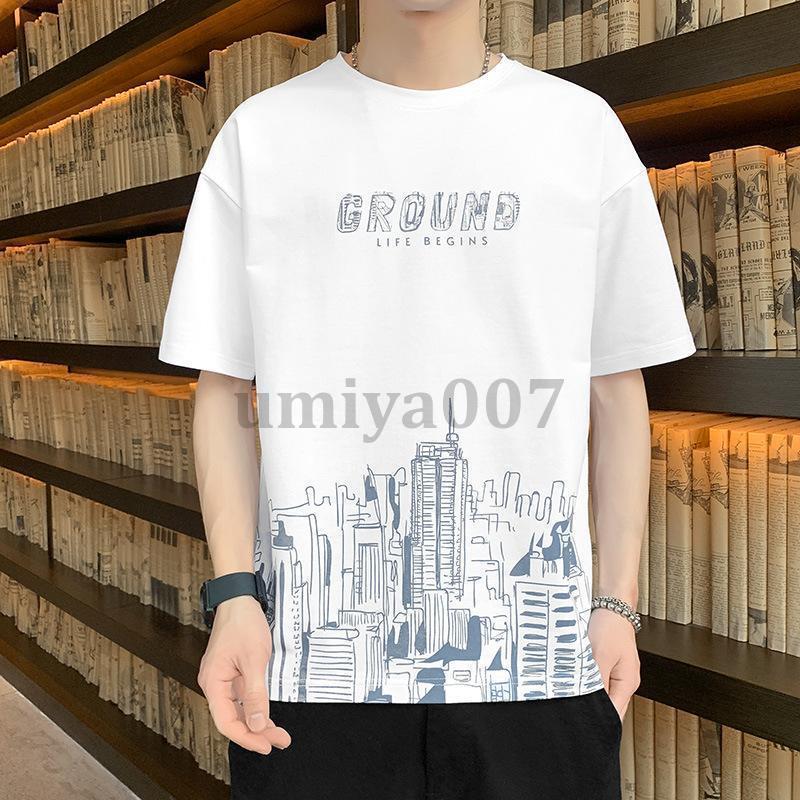 Tシャツ メンズ  半袖 カットソー 無地 トップス カジュアル 涼しい カジュアルシャツ 春 夏　ワンポイント｜ksmc-shop｜02