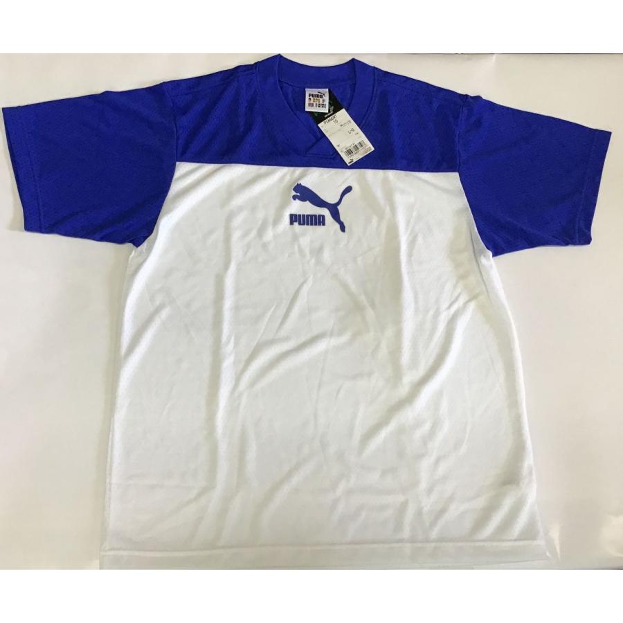 プーマ　プラスティックシャツ　長期在庫品　白×青　L〜O　PXA669T　10｜ksp2014