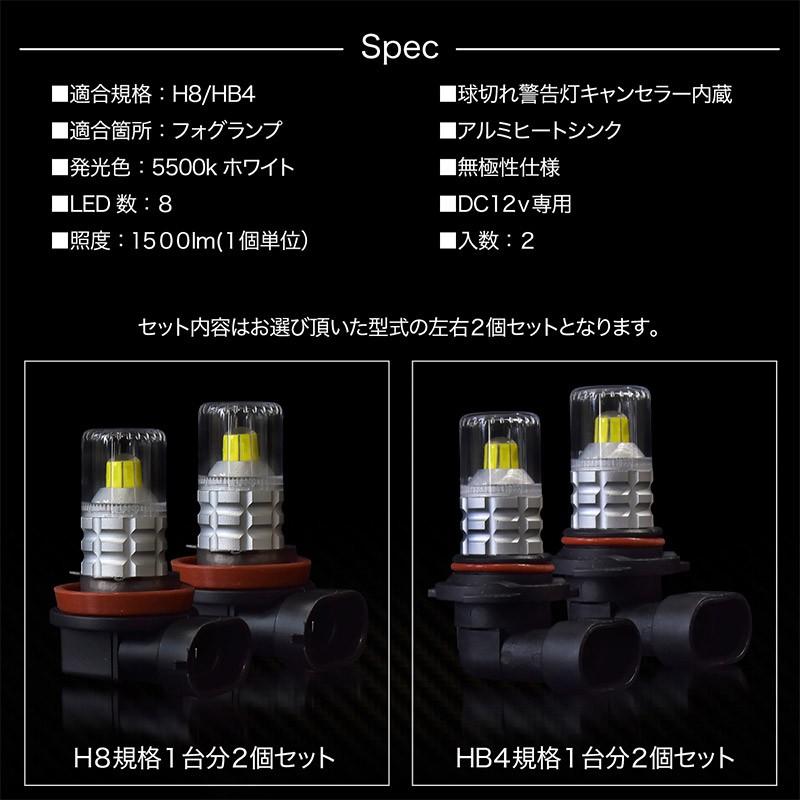 H8 HB4 LED フォグ フォグランプ ホワイト キャンセラー内蔵 2個