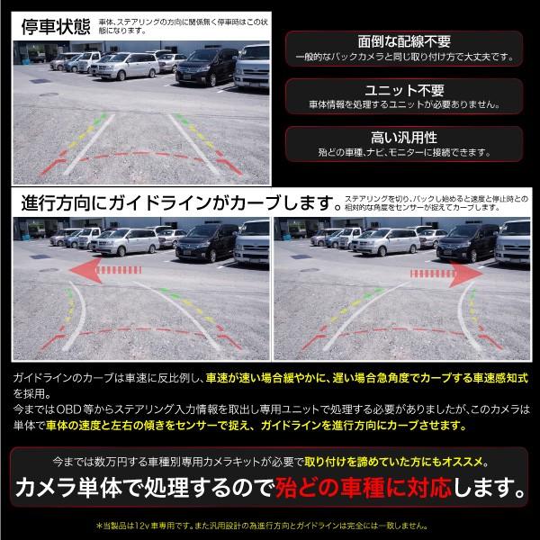 バックカメラ ガイドライン付き 曲がる 進行方向予測表示 小型 12V