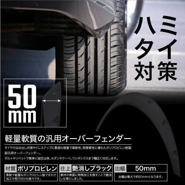 オーバーフェンダー 汎用 出幅 50mm マットブラック 柔軟 軽量 PP製