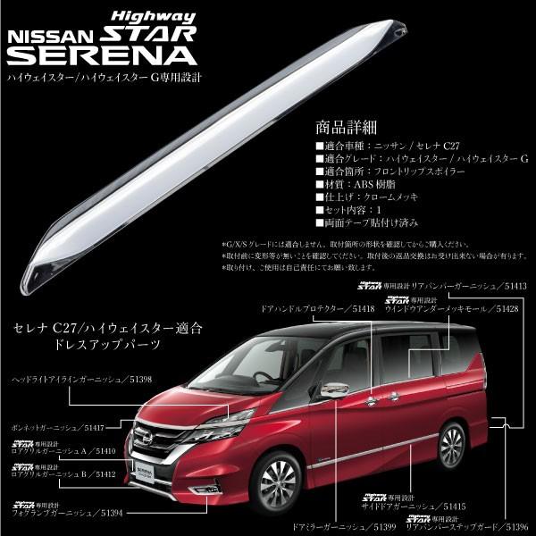 セレナ C27 ハイウェイスター メッキ フロント リップスポイラー 1p